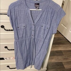 Light Blue Button-Down Maternity Top